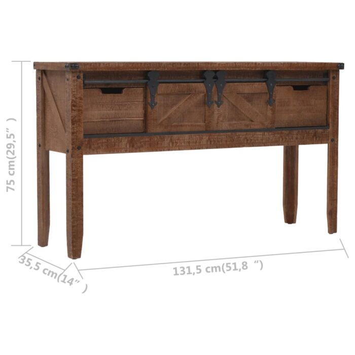 Table console Bois massif de sapin 131 x 35,5  x 75 cm Marron – Image 10