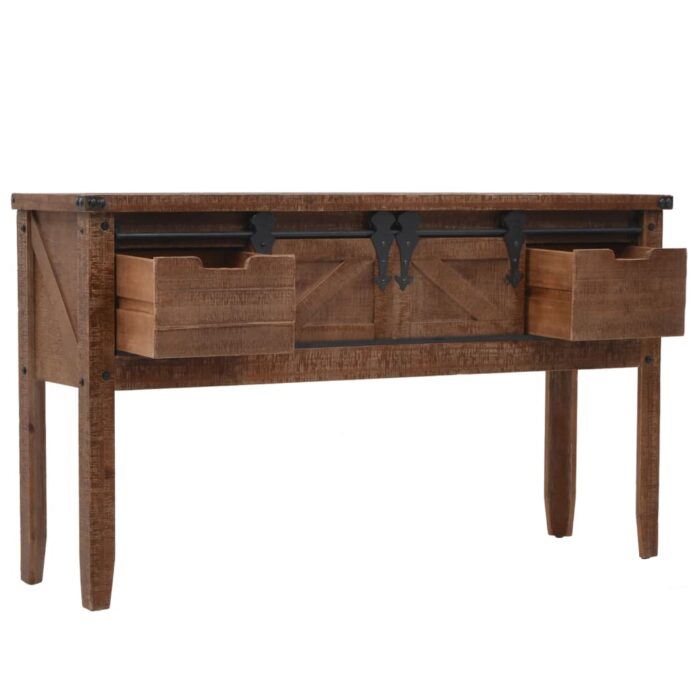 Table console Bois massif de sapin 131 x 35,5  x 75 cm Marron – Image 3