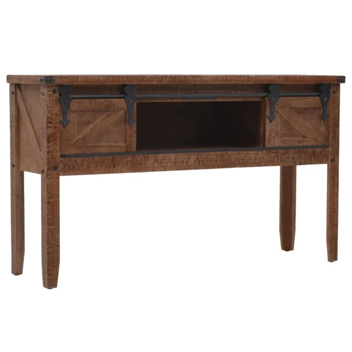 Table console Bois massif de sapin 131 x 35,5  x 75 cm Marron – Image 4