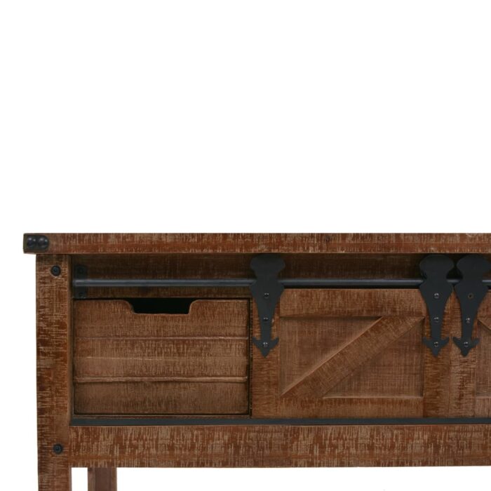 Table console Bois massif de sapin 131 x 35,5  x 75 cm Marron – Image 6