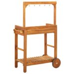 Chariot de cuisine de jardin Bois d'acacia 92x43,5x141,5 cm – Image 4