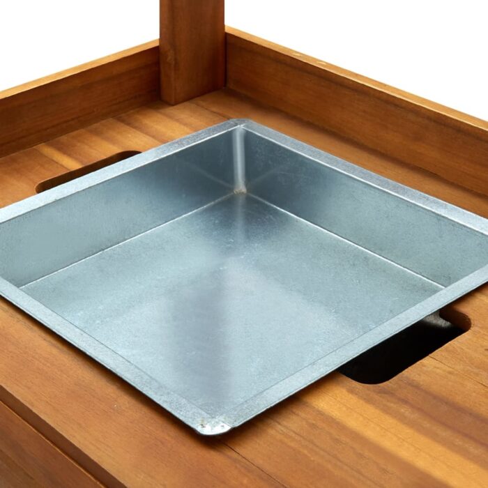 Chariot de cuisine de jardin Bois d'acacia 92x43,5x141,5 cm – Image 5