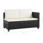 Salon de jardin 4 pcs avec coussins Résine tressée Noir – Image 8