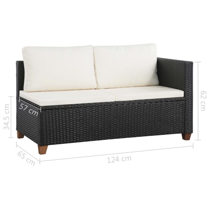 Salon de jardin 4 pcs avec coussins Résine tressée Noir – Image 8