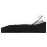 Chaise longue avec coussin Résine tressée Noir – Image 2