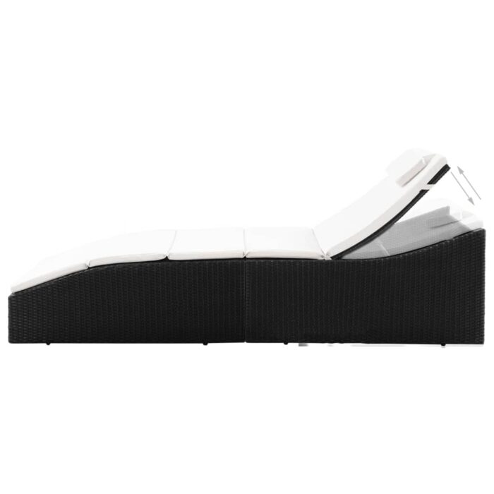 Chaise longue avec coussin Résine tressée Noir – Image 2