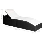 Chaise longue avec coussin Résine tressée Noir – Image 6