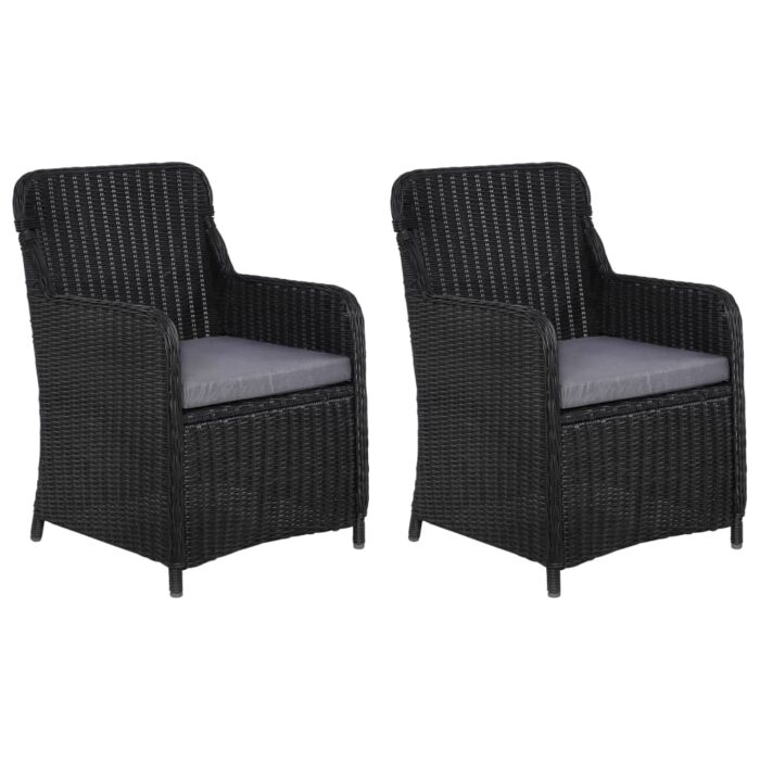 lot de 2 Chaises d'extérieur avec coussins Résine tressée Noir – Image 1