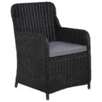 lot de 2 Chaises d'extérieur avec coussins Résine tressée Noir – Image 2