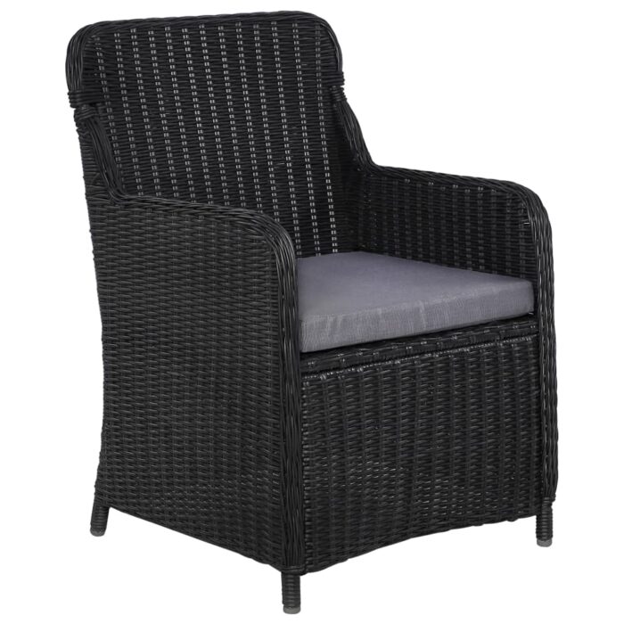 lot de 2 Chaises d'extérieur avec coussins Résine tressée Noir – Image 2