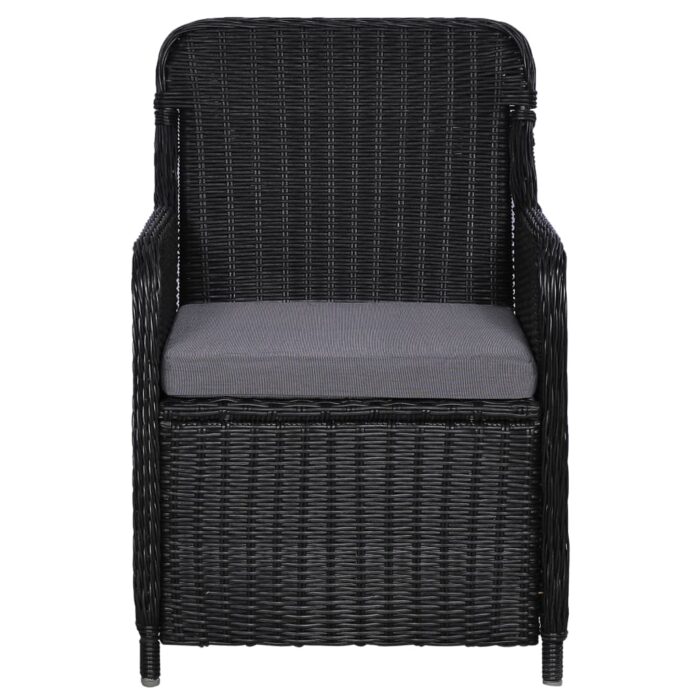 lot de 2 Chaises d'extérieur avec coussins Résine tressée Noir – Image 3