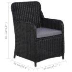 lot de 2 Chaises d'extérieur avec coussins Résine tressée Noir – Image 6