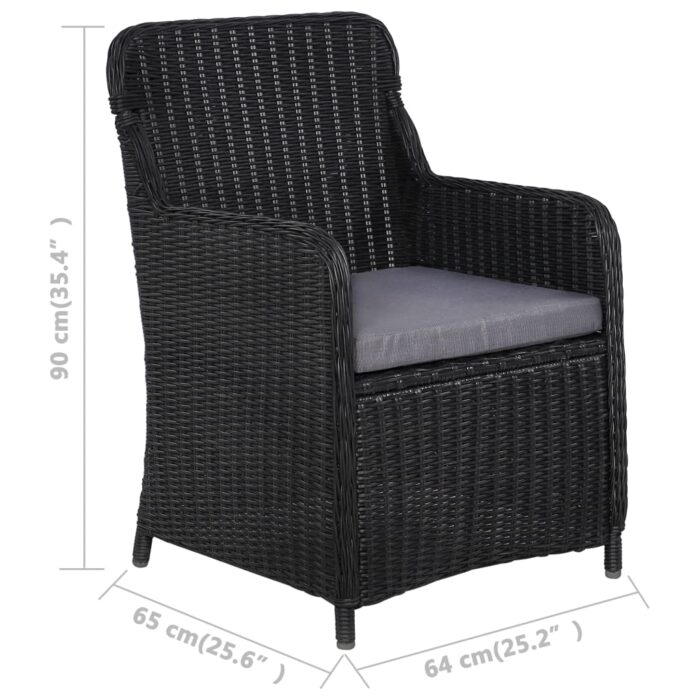 lot de 2 Chaises d'extérieur avec coussins Résine tressée Noir – Image 6