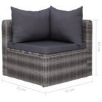 Meuble de jardin 3 pcs avec coussins Gris Résine tressée – Image 6