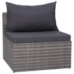 Meuble de jardin 4 pcs avec coussins Gris Résine tressée – Image 3