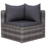 Meuble de jardin 4 pcs avec coussins Gris Résine tressée – Image 4