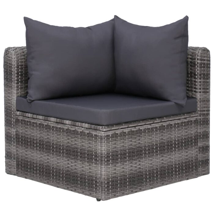 Meuble de jardin 4 pcs avec coussins Gris Résine tressée – Image 4