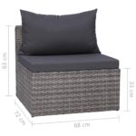 Meuble de jardin 4 pcs avec coussins Gris Résine tressée – Image 5