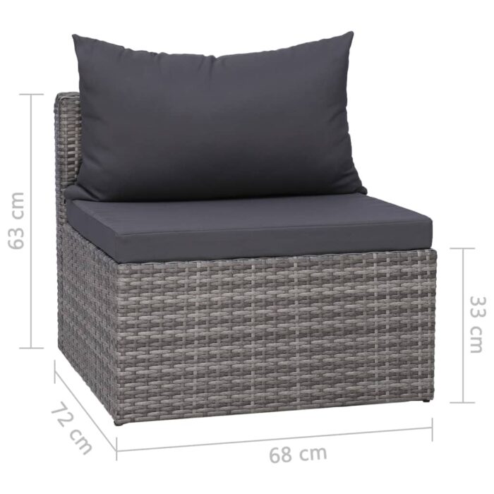 Meuble de jardin 4 pcs avec coussins Gris Résine tressée – Image 5