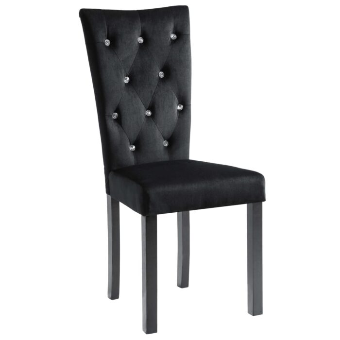 Chaises à manger lot de 2 Noir Velours – Image 2