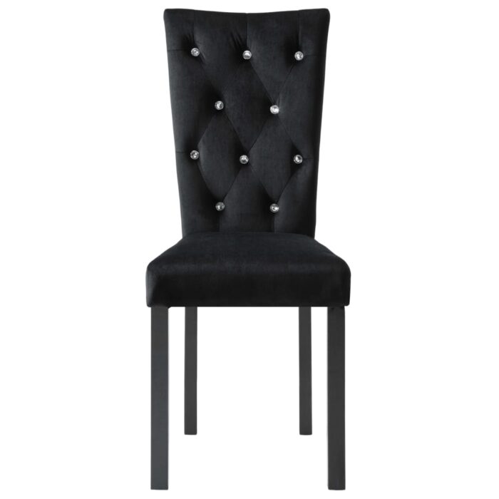 Chaises à manger lot de 2 Noir Velours – Image 3