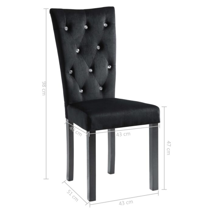 Chaises à manger lot de 2 Noir Velours – Image 8
