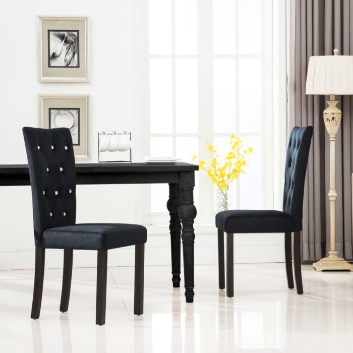 Chaises à manger lot de 2 Noir Velours – Image 1