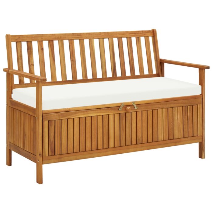 Banc de rangement de jardin Bois d'acacia solide 120x63x84 cm – Image 1