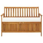 Banc de rangement de jardin Bois d'acacia solide 120x63x84 cm – Image 2