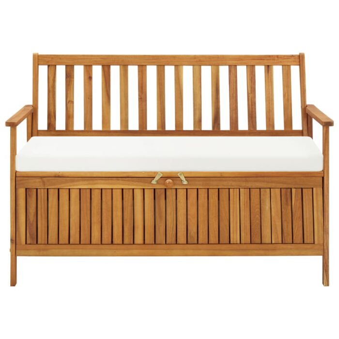 Banc de rangement de jardin Bois d'acacia solide 120x63x84 cm – Image 2