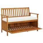 Banc de rangement de jardin Bois d'acacia solide 120x63x84 cm – Image 3
