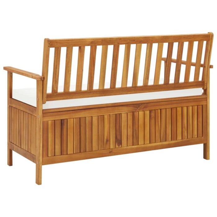 Banc de rangement de jardin Bois d'acacia solide 120x63x84 cm – Image 5