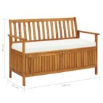 Banc de rangement de jardin Bois d'acacia solide 120x63x84 cm – Image 7