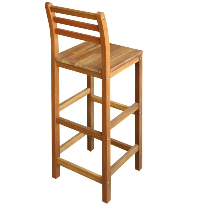 Tabourets de bar lot de 2 bois d'acacia massif – Image 2