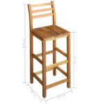 Tabourets de bar lot de 2 bois d'acacia massif – Image 3
