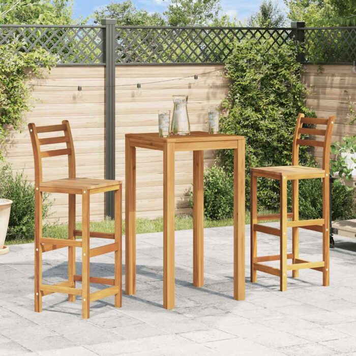 Tabourets de bar lot de 2 bois d'acacia massif – Image 1