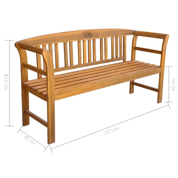 Banc de jardin 157 cm Bois d'acacia solide – Image 4