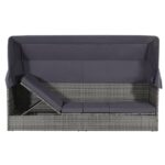 Lit de jardin avec auvent Gris 205x62 cm Résine tressée – Image 2