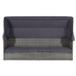 Lit de jardin avec auvent Gris 205x62 cm Résine tressée – Image 5