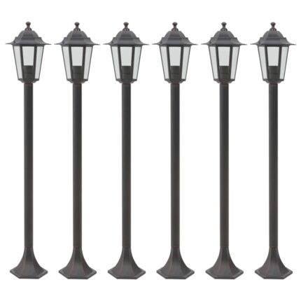 Lampe de jardin à piquet 6 pcs E27 110 cm Aluminium Bronze