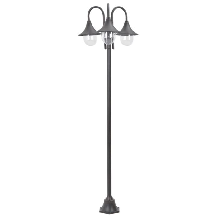 Lampadaire de jardin E27 220 cm Aluminium 3 lanternes Bronze – Image 1
