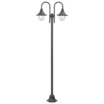 Lampadaire de jardin E27 220 cm Aluminium 2 lanternes Bronze