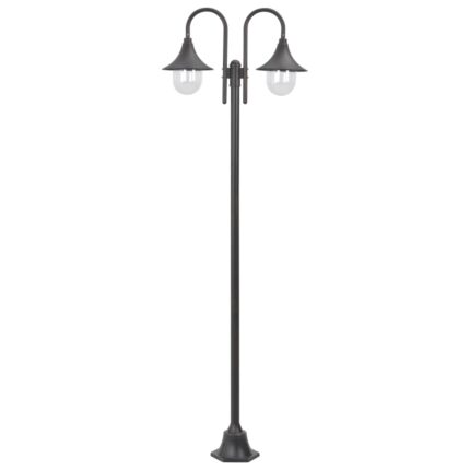 Lampadaire de jardin E27 220 cm Aluminium 2 lanternes Bronze