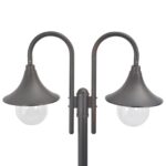 Lampadaire de jardin E27 220 cm Aluminium 2 lanternes Bronze – Image 2