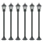 Lampe de jardin à piquet 6 pcs E27 110 cm Aluminium Vert foncé