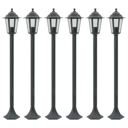 Lampe de jardin à piquet 6 pcs E27 110 cm Aluminium Vert foncé