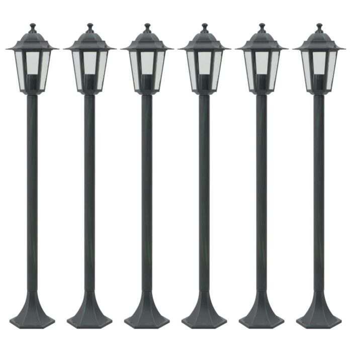 Lampe de jardin à piquet 6 pcs E27 110 cm Aluminium Vert foncé – Image 1