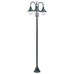 Lampadaire de jardin E27 220cm Aluminium 3 lanternes Vert foncé