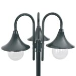 Lampadaire de jardin E27 220cm Aluminium 3 lanternes Vert foncé – Image 2