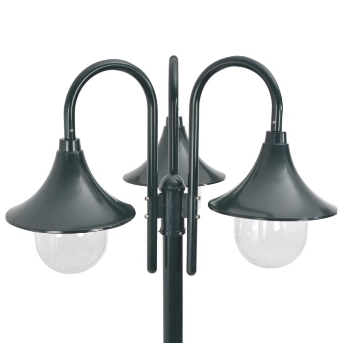 Lampadaire de jardin E27 220cm Aluminium 3 lanternes Vert foncé – Image 2